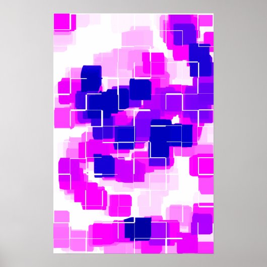 Geometrische kunst "Blauwe frambozen" Poster (Voorkant)