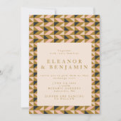 Geometrische kunst Deco Black Gold Blush Weddensch Kaart (Voorkant)