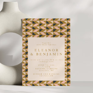 Geometrische kunst Deco Black Gold Blush Weddensch Kaart