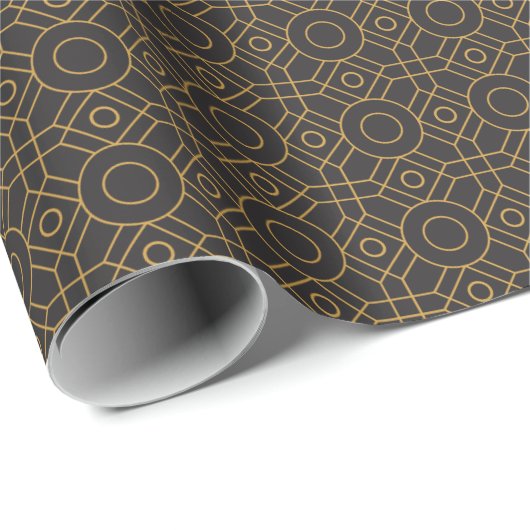 Geometrische kunst Deco Black Gold Cadeaupapier (Rol Hoek)