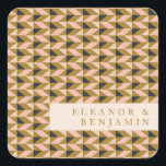 Geometrische kunst Deco Blush Gold Wedding Custom Vierkante Sticker<br><div class="desc">Geometrische kunst Deco Blush Gold Wedding Custom Square Sticker</div>
