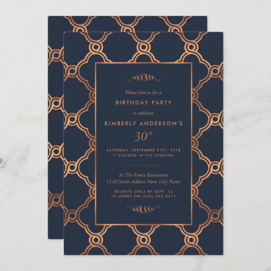  Geometrische Kunst Deco Gatsby Birthday Party Kaart (Voorkant / Achterkant)