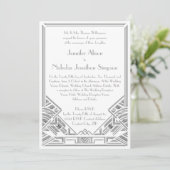 Geometrische kunst Deco Gatsby Style Wedding Invit Kaart (Staand voorkant)