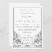 Geometrische kunst Deco Gatsby Style Wedding Invit Kaart (Voorkant / Achterkant)