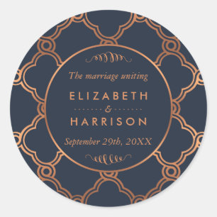  Geometrische Kunst Deco Gatsby Wedding Bedankt Ronde Sticker