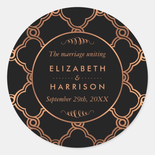  Geometrische Kunst Deco Gatsby Wedding Bedankt Ronde Sticker (Voorkant)