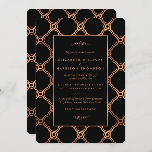  Geometrische Kunst Deco Gatsby Wedding Kaart (Voorkant / Achterkant)