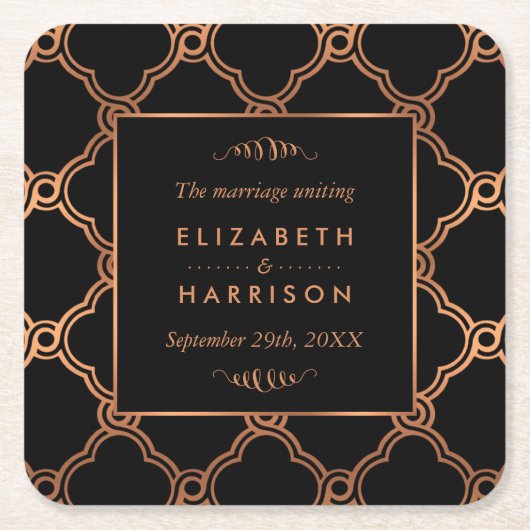  Geometrische Kunst Deco Gatsby Wedding Kartonnen Onderzetters (Voorkant)