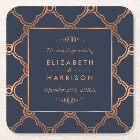  Geometrische Kunst Deco Gatsby Wedding Kartonnen Onderzetters (Voorkant)