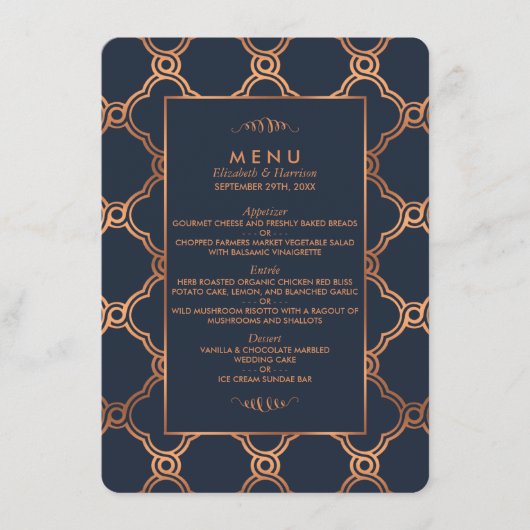 Geometrische Kunst Deco Gatsby Wedding Menu (Voorkant)