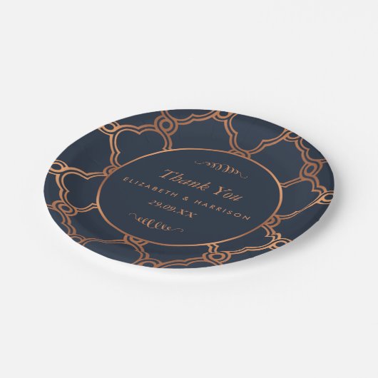 Geometrische Kunst Deco Gatsby Wedding Papieren Bordje (Gekanteld)