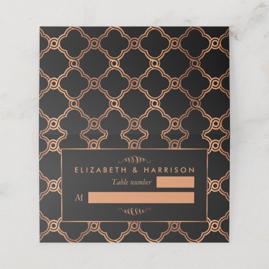  Geometrische Kunst Deco Gatsby Wedding Plaatskaartje (Buitenkant ongevouwen)