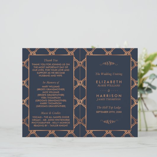  Geometrische Kunst Deco Gatsby Wedding Programma (Staand voorkant)