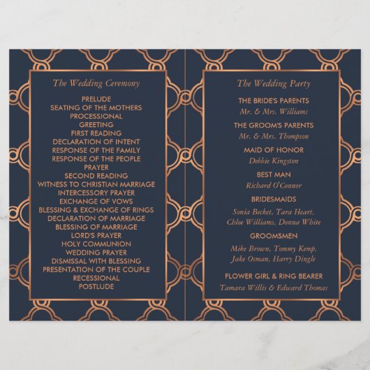  Geometrische Kunst Deco Gatsby Wedding Programma (Achterkant)