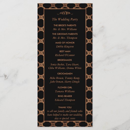  Geometrische Kunst Deco Gatsby Wedding Programma Programmakaart (Achterkant)