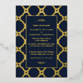  Geometrische Kunst Deco Gatsby Wedding Real Folie Uitnodiging (Voorkant)