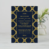 Geometrische Kunst Deco Gatsby Wedding Real Folie Uitnodiging (Staand Voorkant)