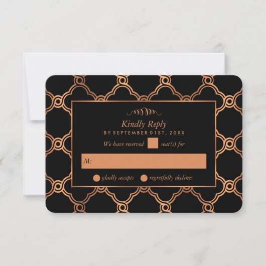 Geometrische Kunst Deco Gatsby Wedding RSVP Kaartje (Voorkant)