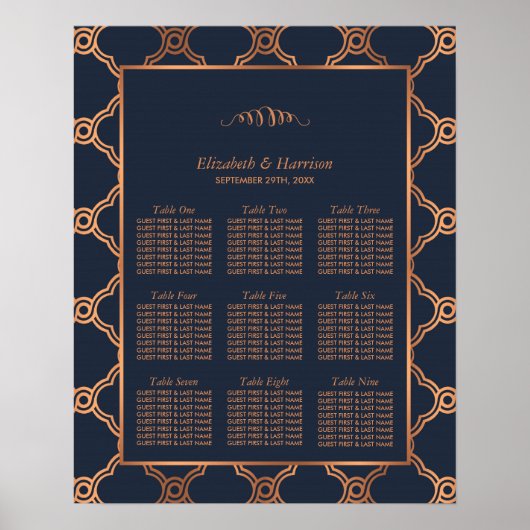 Geometrische Kunst Deco Gatsby Wedding Seating Se Poster (Voorkant)