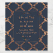 Geometrische Kunst Deco Gatsby Wedding Wijn Etiket (Enkel label)