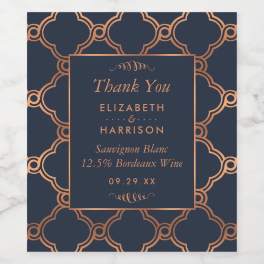  Geometrische Kunst Deco Gatsby Wedding Wijn Etiket (Enkel label)