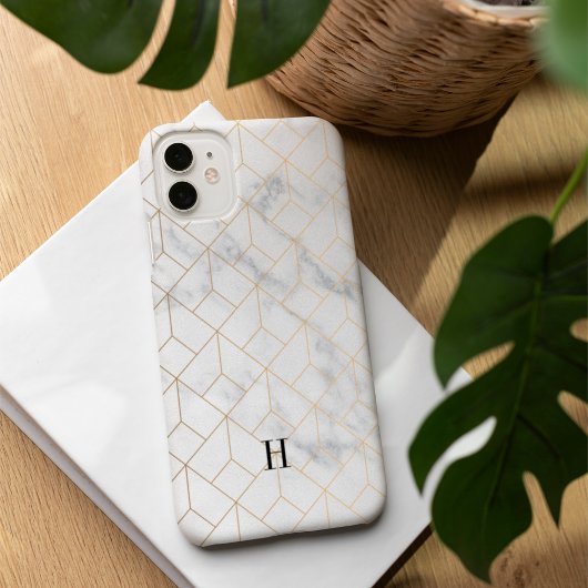 Geometrische kunst Deco Gold en marmer monogram Case-Mate iPhone Case