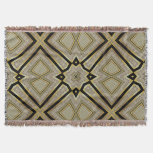 Geometrische kunst Deco Gold Taupe Throw Blanket Deken