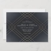 Geometrische kunst Deco Great Gatsby Wedding Invit Kaart (Voorkant)