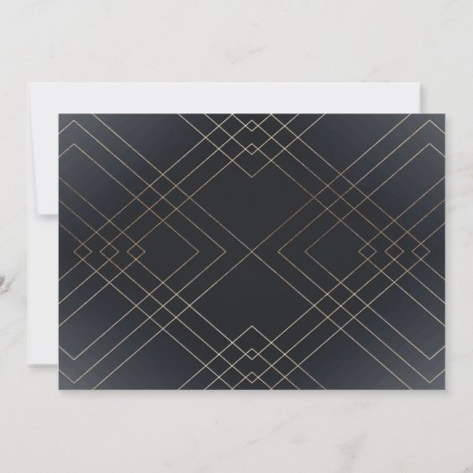 Geometrische kunst Deco Great Gatsby Wedding Invit Kaart (Achterkant)