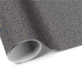 Geometrische kunst Deco Patroon | Navy Blue Gold Cadeaupapier (Rol Hoek)