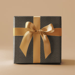 Geometrische kunst Deco Patroon   Zwarte Bronze Cadeaupapier