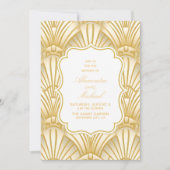 Geometrische kunst Deco Weddenschap White Gold Kaart (Voorkant)