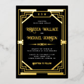  Geometrische Kunst Deco Wedding Black Gold Folie Uitnodiging (Voorkant)