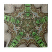 Geometrische kunst emerald green leaf wood keramis tegeltje (Voorkant)