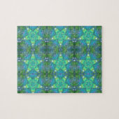 Geometrische kunst heldere groene sterren legpuzzel (Horizontaal)
