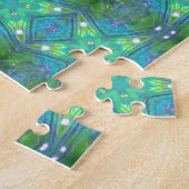 Geometrische kunst heldere groene sterren legpuzzel (Zijkant)