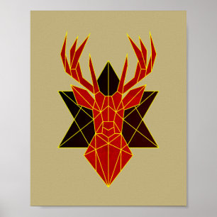 Geometrische kunst herten dierlijke illustratie mo poster