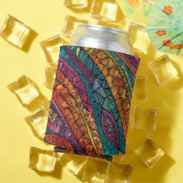 Geometrische kunst in felle kleuren blikjeskoeler