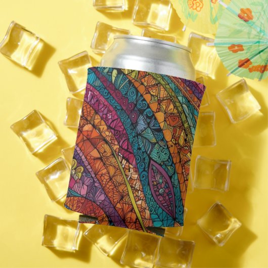 Geometrische kunst in felle kleuren blikjeskoeler (Insitu Zomer)