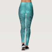 geometrische kunst mandala floral turquoise flower leggings (Achterkant)