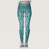 geometrische kunst mandala floral turquoise flower leggings (Voorkant)