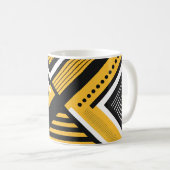 Geometrische kunst met gele, zwarte en witte vorme koffiemok (Voorkant rechts)