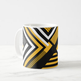 Geometrische kunst met gele, zwarte en witte vorme koffiemok