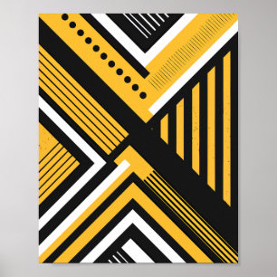 Geometrische kunst met gele, zwarte en witte vorme poster