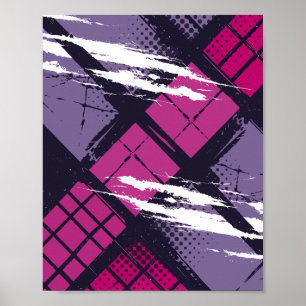 Geometrische kunst met magenta en Paarse tinten Poster