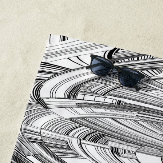 Geometrische kunst met zwarte en witte kalamiteit strandlaken (In situ)