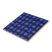 Geometrische kunst moderne sapphire blue navy tegeltje (Zijkant)