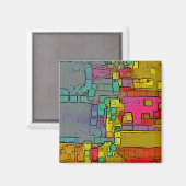 Geometrische kunst "onderweg" magneet (Voorkant / Achterkant)