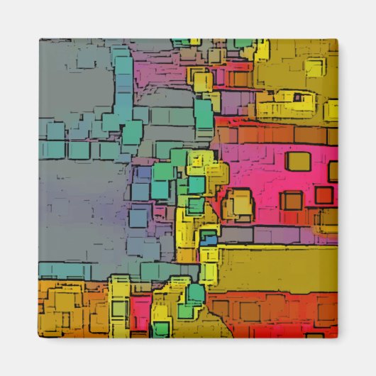 Geometrische kunst "onderweg" magneet (Voorkant)