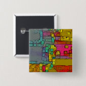 Geometrische kunst "onderweg" vierkante button 5,1 cm (Voorkant /achterkant)